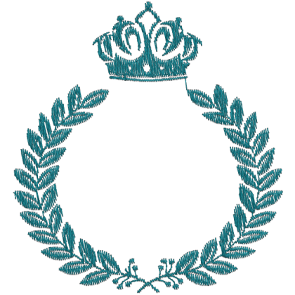 Matriz de Bordado Ramos Com Coroa azul 